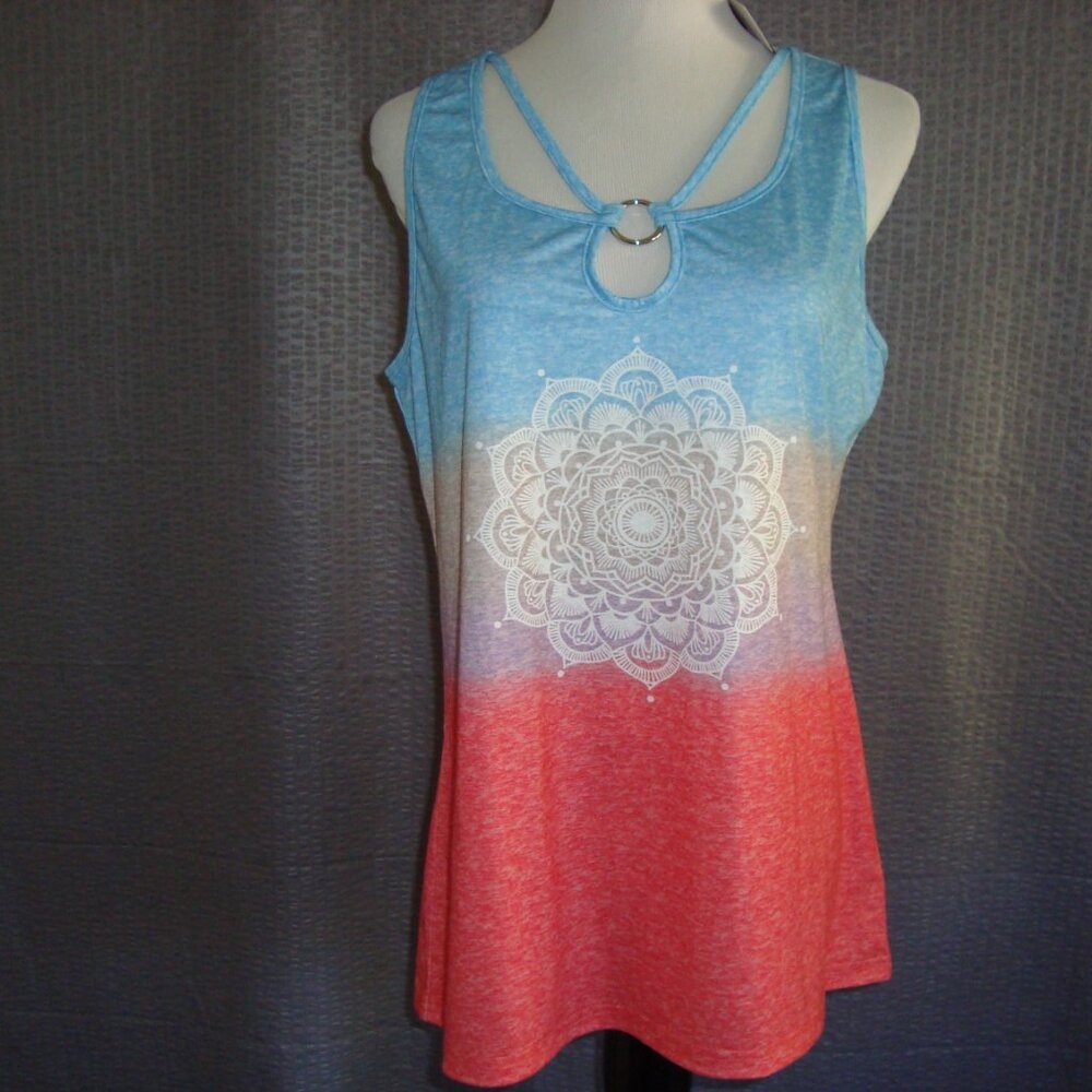 NWT Saukole Women's Sleeveless Tank Top Keyhole Ring Neck Size L